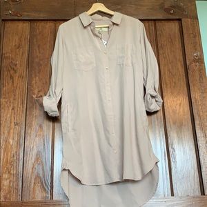 Beige button up tonic